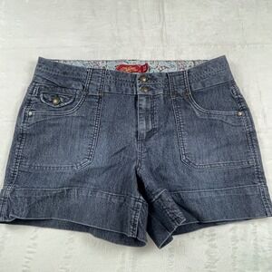 One 5 One Womens Size 14 Dark Wash Denim Shorts Paisley Trim Y2K Boho Summer